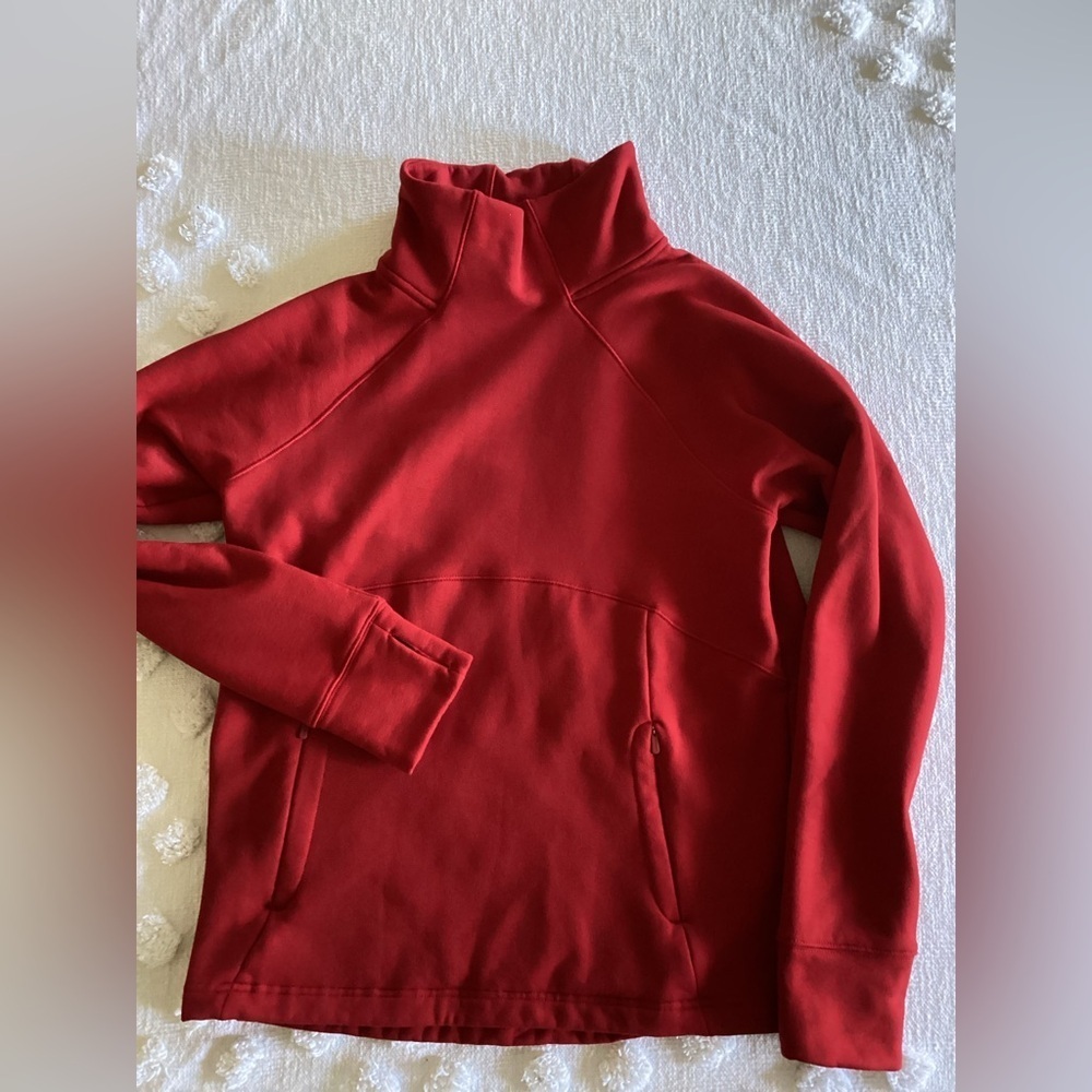 Athleta Altitude Polartec Funnel Neck Sweatshirt Size M Candy Red #427987
